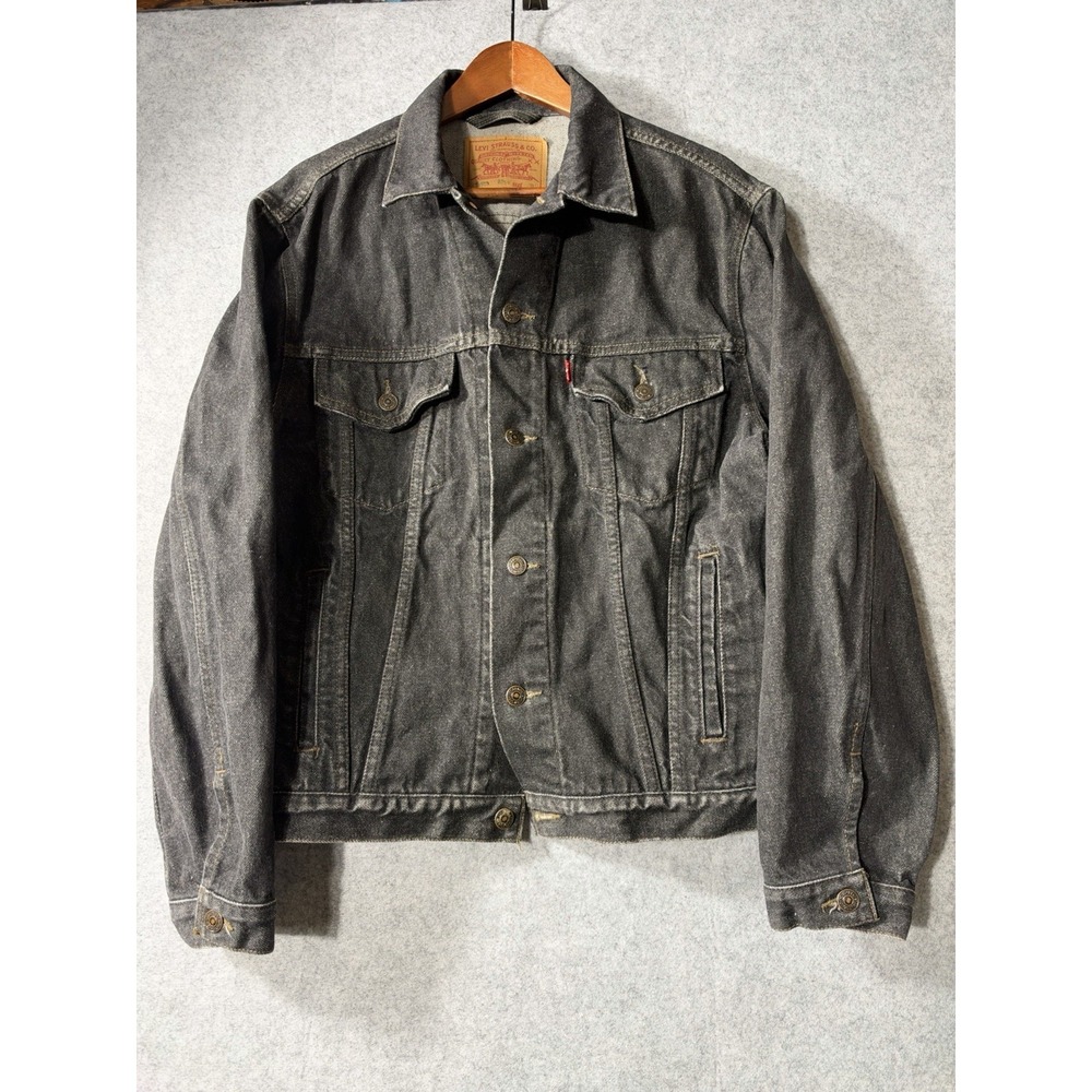 Vintage 90s Levi's 70503-0259 Black Denim Trucker Jacket Medium Faded Type III